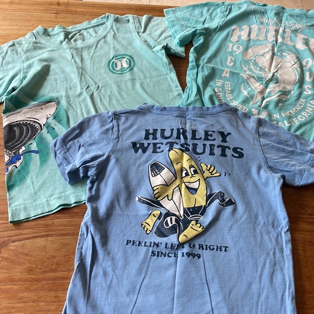Kids Sz 7 Hurley Bundle of 3 Short Sleeves “Surf”